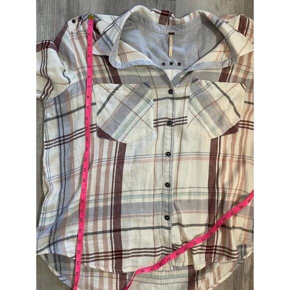 Free People wesley ivory plaid button down top - Size: Large - Picture 7 of 9